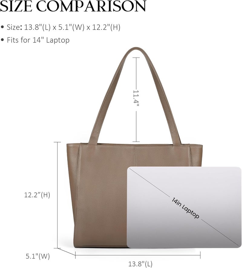 befen Genuine Leather Tote Bag for Women Work, Women's Leather Shoulder Bags Purses Satchel Handbags with Laptop Compartment - Image 4